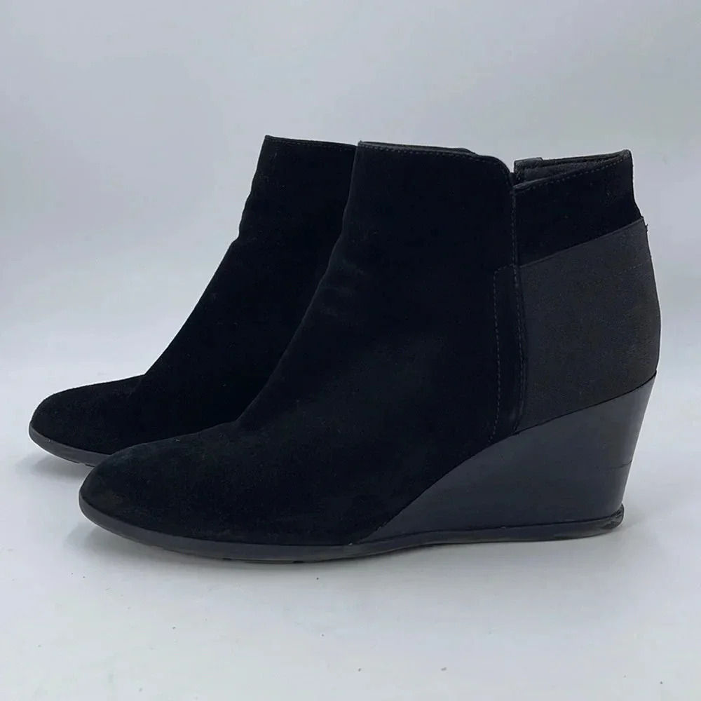 Geox Black Leather/Suede Inspiration Ankle Boots Wedge